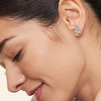 Amazon.co.jp: KRKCLIFE モアッサナイトスタッドイヤリング レディース