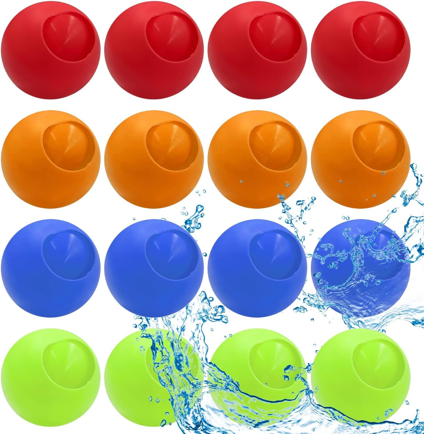 16pcs Reusable Water Balloons - Quick Fill, Self-Sealing, Refillable Silicone Water Balls for Kids - Splash-Tastic Summer Fun for Pool Parties and Water Games