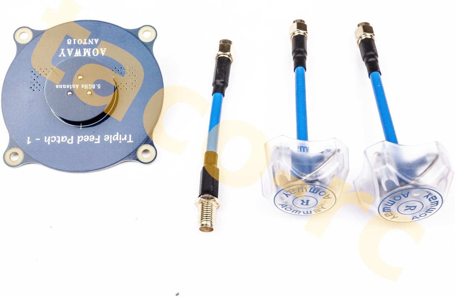 Aomway 5.8G 8dBi ANT018 Triple Feed Patch Pagoda Antenna+2pcs Cloverleaf Antenna for FATSHARK Laforge TrueD