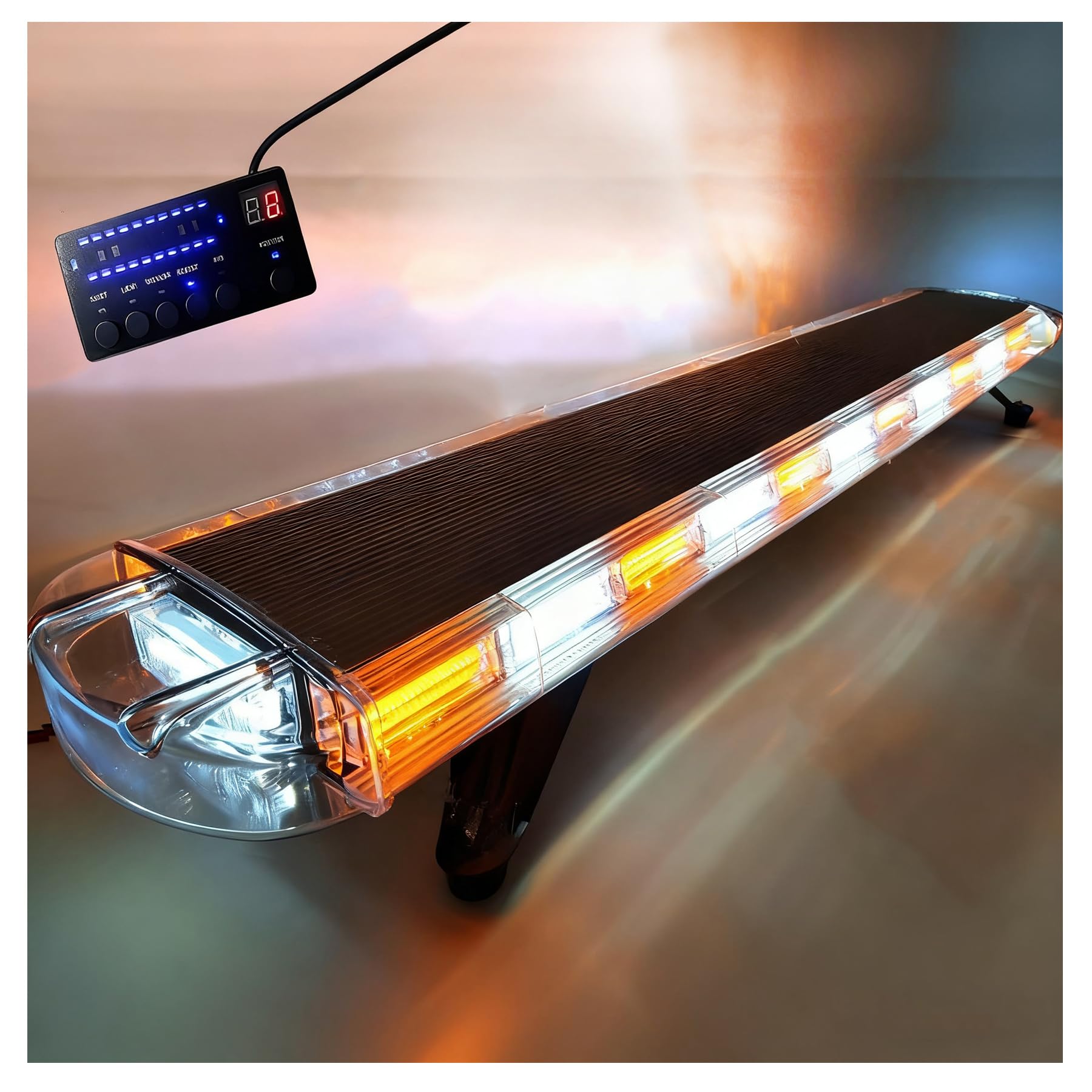 Amber White 47" 88W COB Light Box Amber Bar Light, Emergency Warning Flashing Bar Roof Enforcement Hazard Flashing