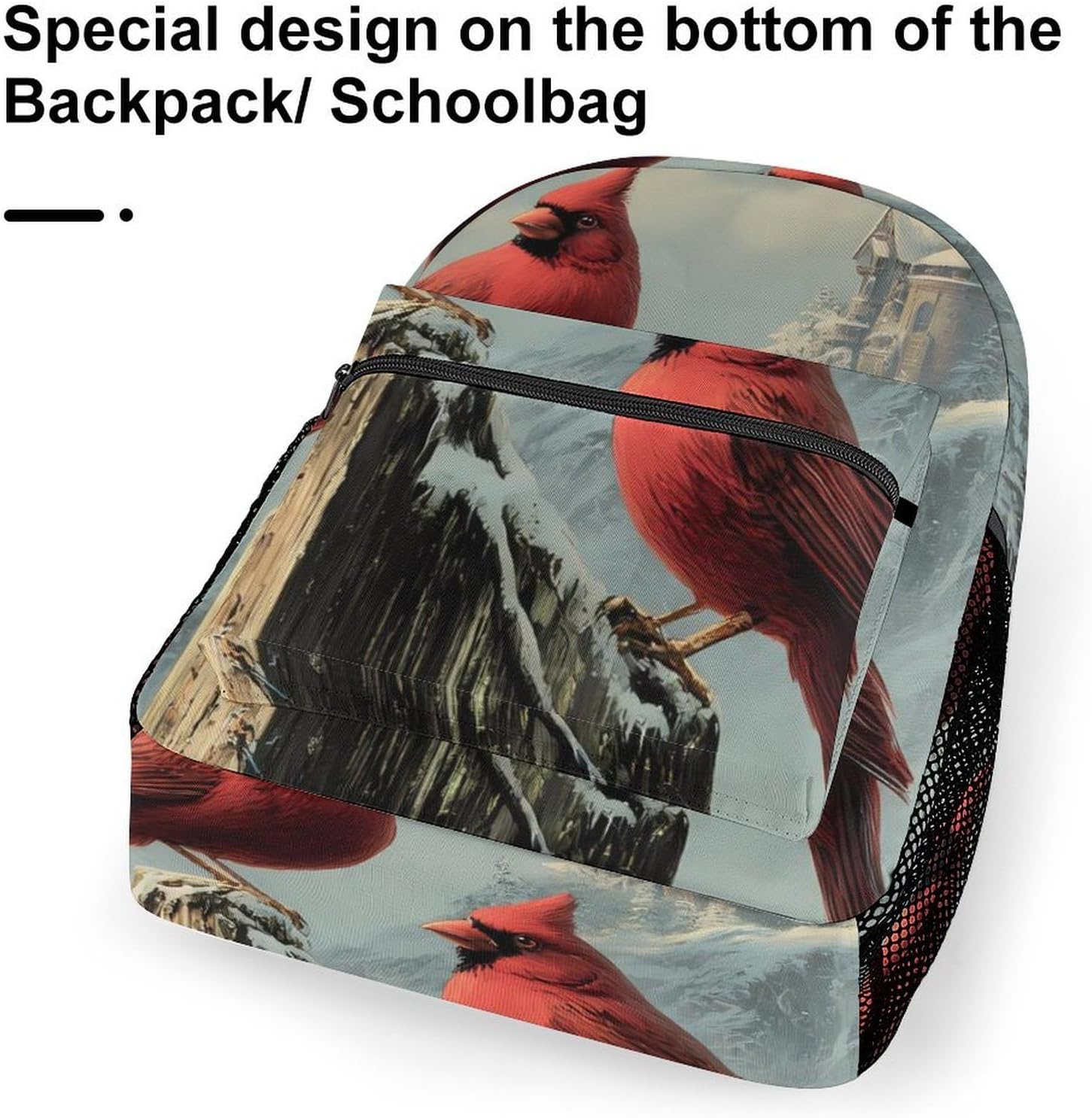 Cardina Birds Church Snowy Trees Unisex Backpack Casual Daypacks Lightweight Shoulders Bag for Camping Hiking Travel