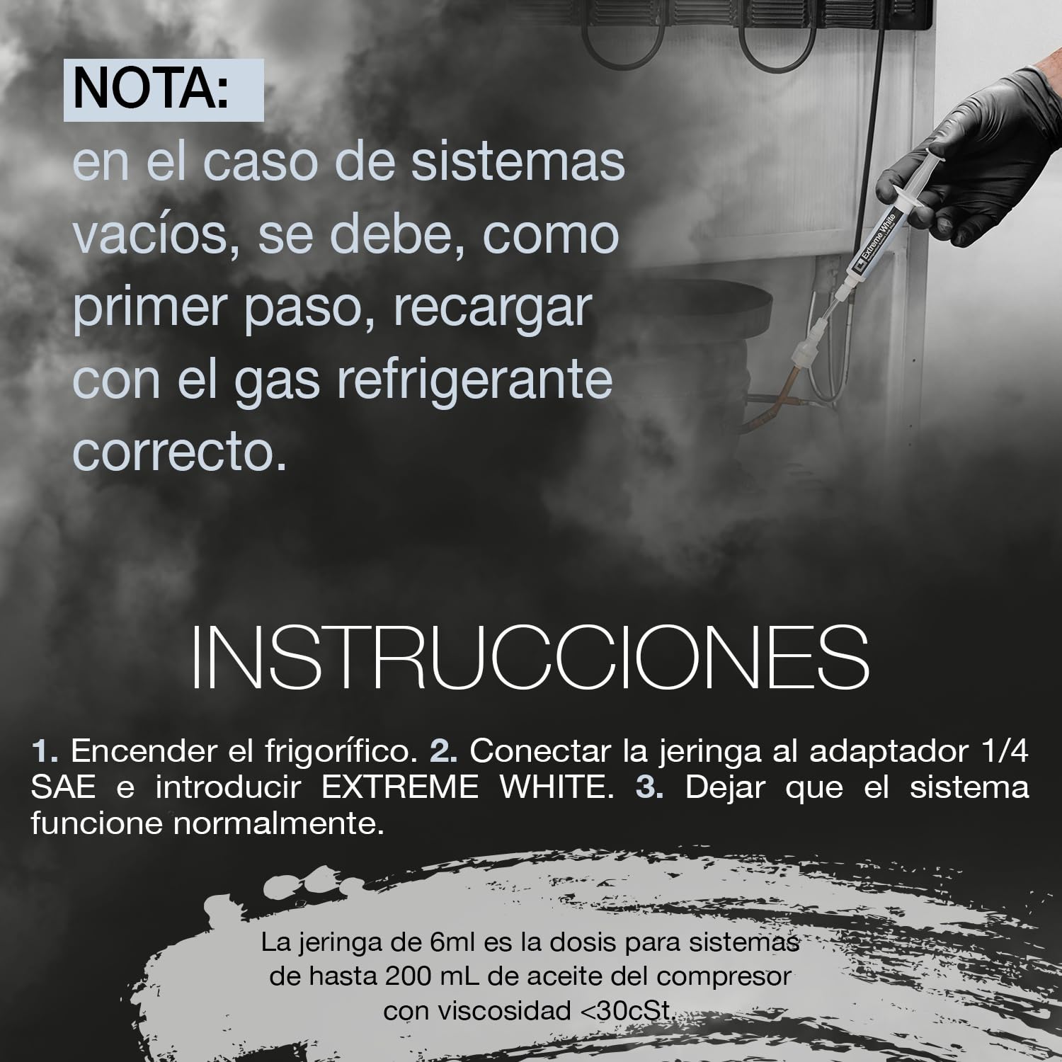 ERRECOM Extreme White Turafalle - 6 x 12 ml, para refrigeradores con compresor hermético y R600 - R290 - R134a, incluye adaptador 1/4 SAE