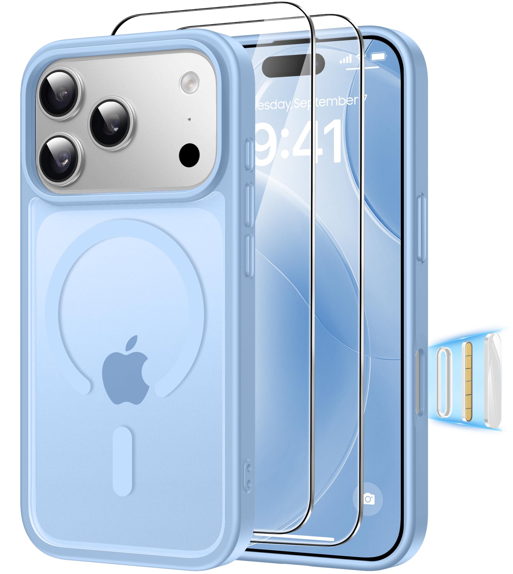 Magnética Funda para iPhone 17 Pro Compatible MagSafe con 2 Cristal Templado, Control de Cámara, Protección Carcasa Antigolpes Anti-Amarillo Tapa Case iPhone 17 Pro, Transparente — view 39