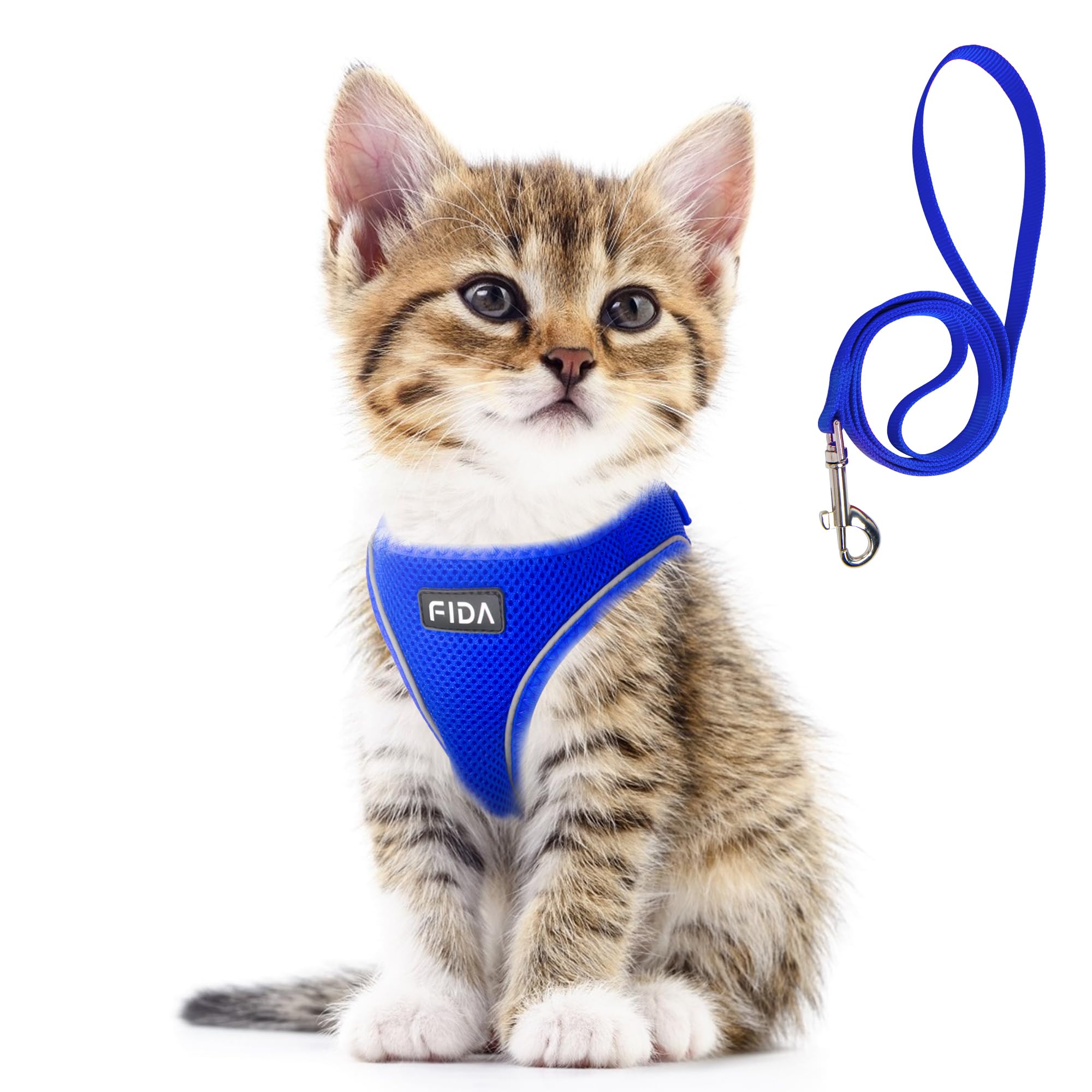 Fida Cat Harness and Leash Set for Walking Kitten and Puppy, Escape Proof Kitten Harness with Breathable Lightweight Soft Mesh, Adjustable Reflective Step-in Design for Kitten and Puppy.(XXXS, Blue) — image 1