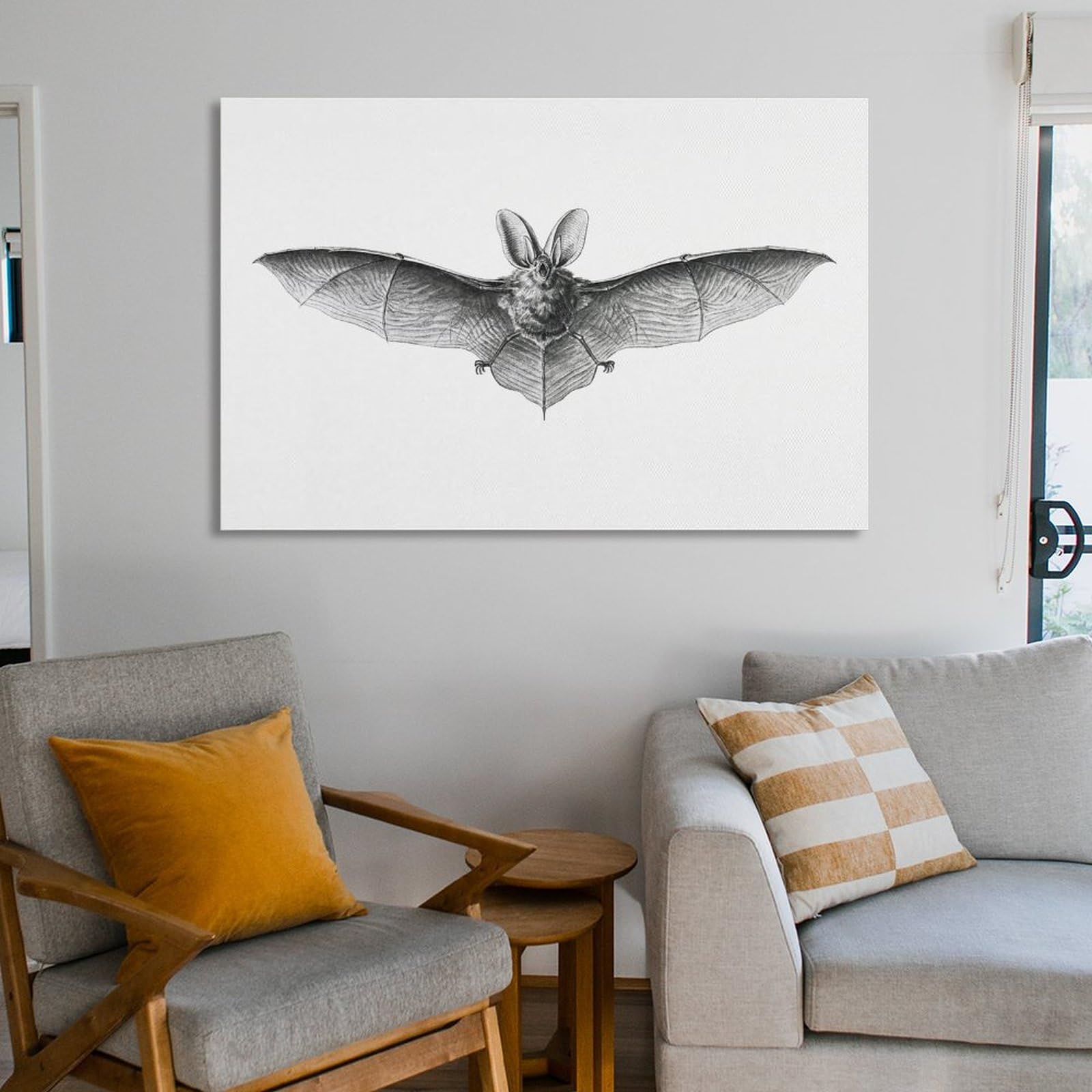 Amazon.co.jp: 絵画 大きなコウモリの鉛筆画インテリア 絵画 科学的な