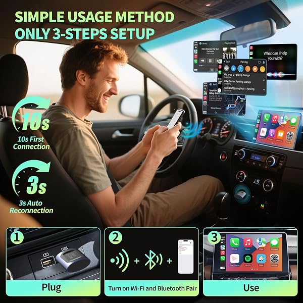 2026 Upgraded 2-in-1 Wireless CarPlay Adapter & Android Auto Wireless Adapter, Bluetooth Car Adapter for Wired to Wireless, Fast & Stable Auto-Connect, 5G WiFi & BT 5.4, Plug & Play (USB-C/A) - 3