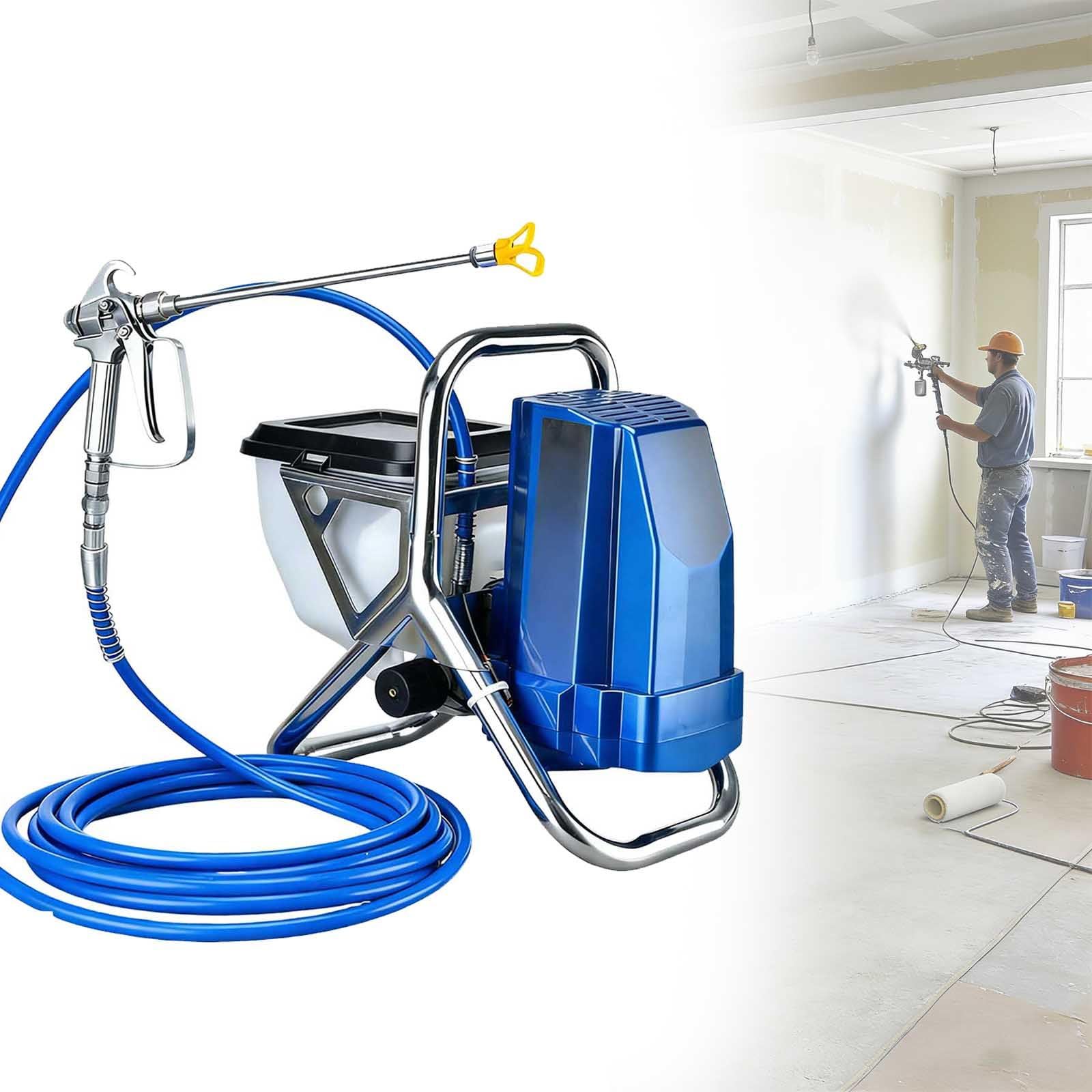Pulverizador sin aire, presión máxima de 228 bar, flujo de 2 l/min, manguera de 5 m, para pared, techo, madera, metal, industrial, renovación interior/exterior