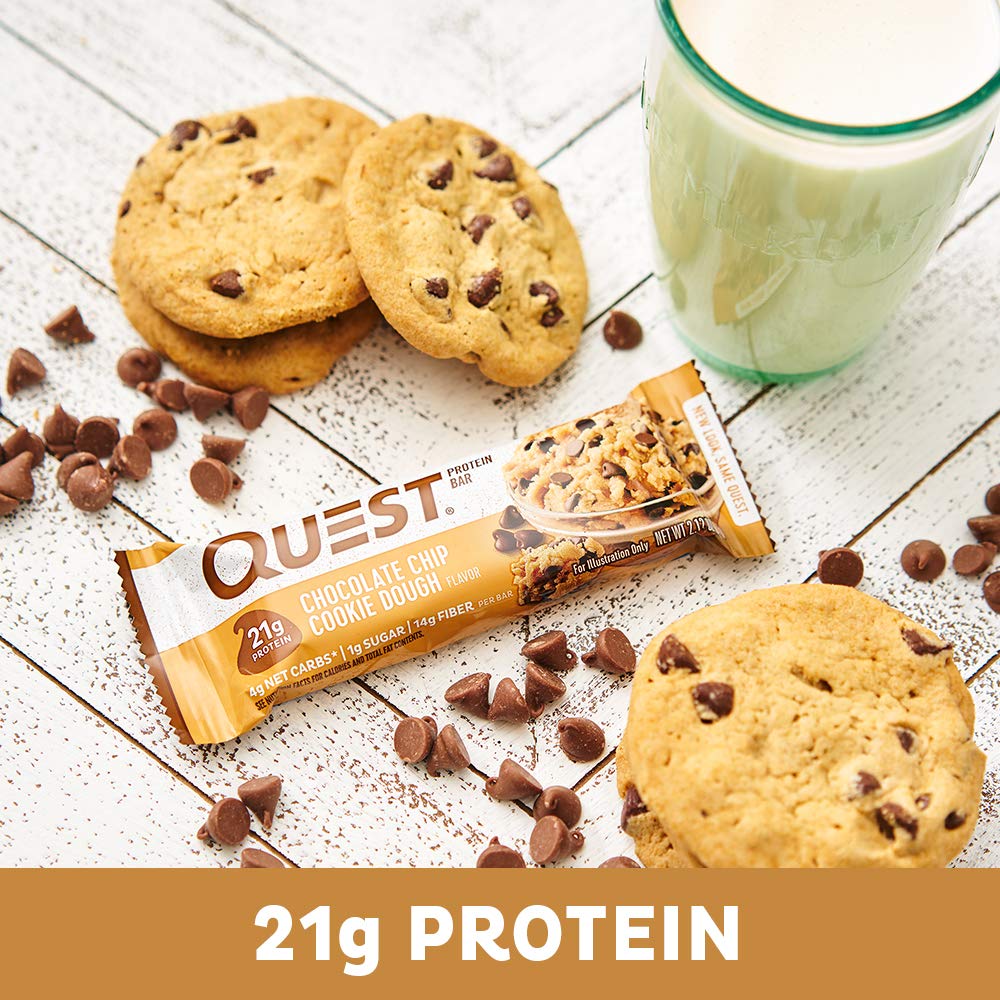 Quest Nutrition Chocolate Chip Cookie Dough Protein Bars, High Protein