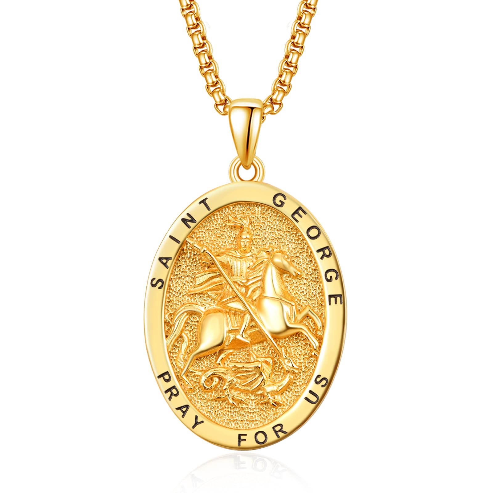 ADMETUS925 Sterling Silver Patron Saint Medals | Amulet Necklace Protection Jewelry for Men with 2.5mm 22"+2" Rolo Chain