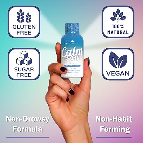 Miniatura 5 de Calm & Easy - Disparo natural para aliviar el estrés, KSM-66 Ashwagandha, Suntheanine L Theanine, bebida adaptógena calmante, relajación, enfoque y