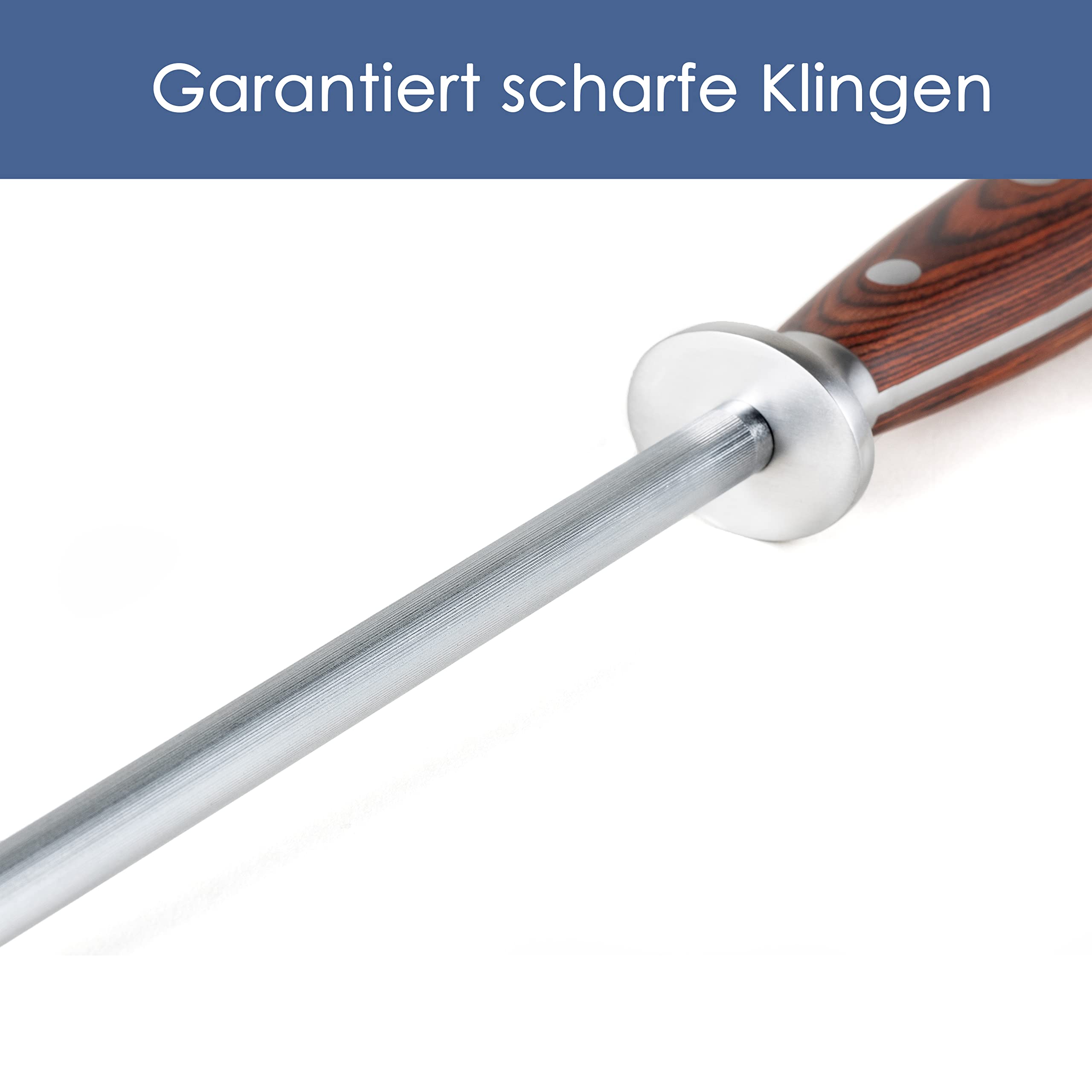 Wetzstahl 23 Cm Professionell - Messerschärfer XUAN Serie Rosenrot Mit Harzgriff Aus Hochkohlenstoffstahl