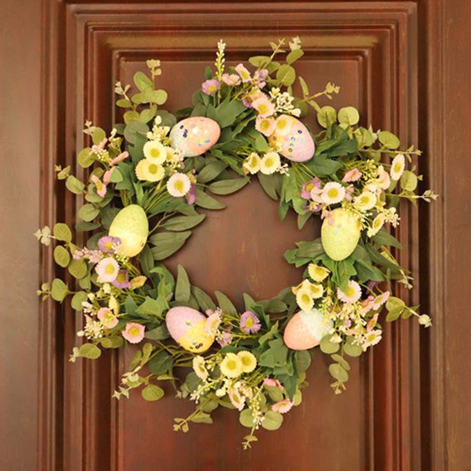 Ghirlanda Pasquale Corona Fiori Artificiale Margherita Rotonda Fatto a Mano Ghirlanda Sospesa per Porta Parete Camera da Letto Cucina