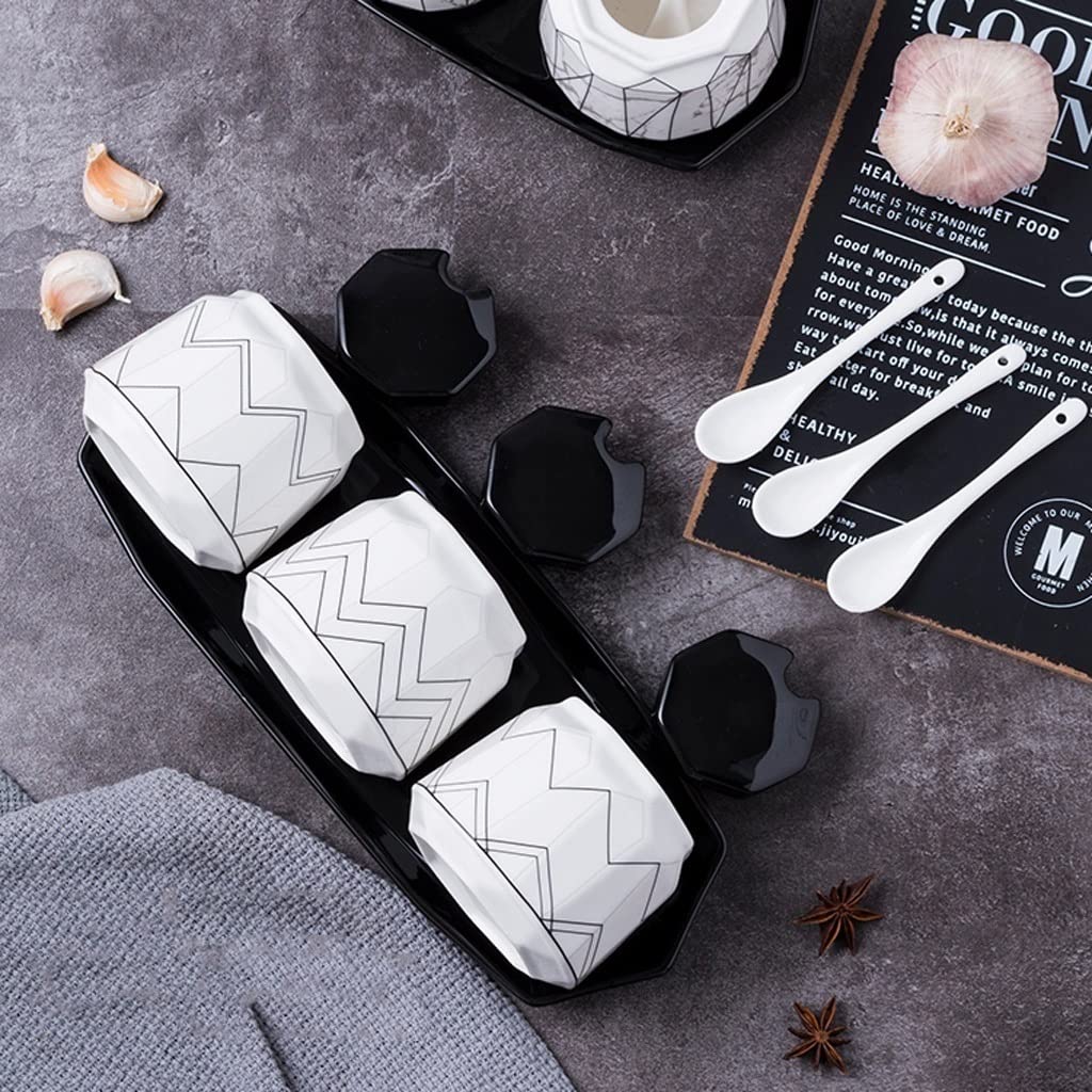 Słoiki ceramiczne. Zestaw garnków Pojemnik na przyprawy z łyżeczką ceramiczną z pokrywką i tacą 380 ml Cukiernica Pojemnik na przyprawy Puszka na przyprawy