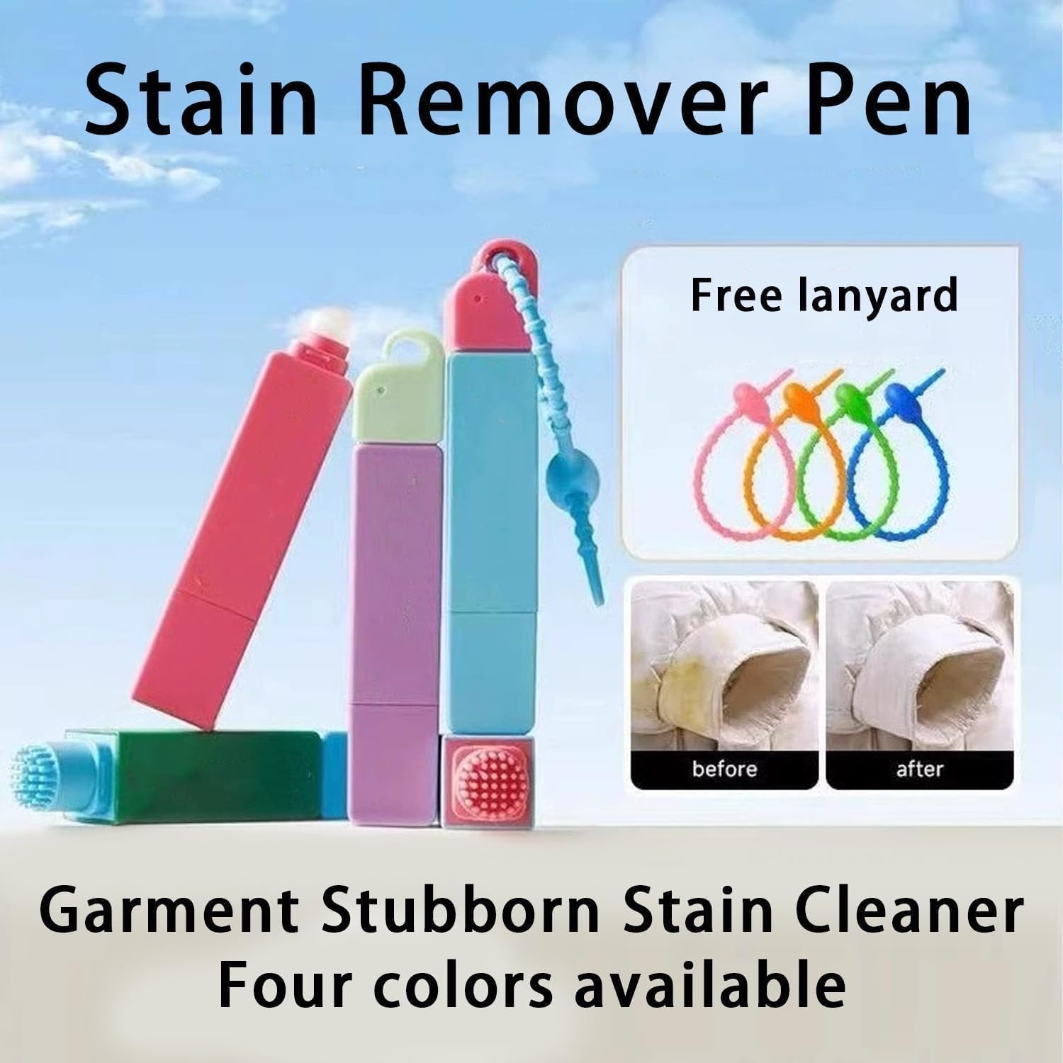 Double-Headed Instant Stain Remover Pen, Portable Stain Remover Stick, Waterless, for Oil Wine and Food Stains, Dates, Office, Travel Using (4PCS)