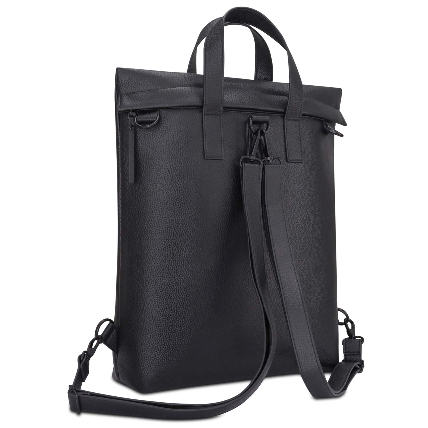 Borsa Zaino Donna Nero - Expatrié "Lou" Zainetto in Pelle Vegana Borse a Tracolla in PU - Borsa a Spalla o a Mano di Alta Qualità in Pelle Sintetica con Cinghie Rimovibili e Regolabili