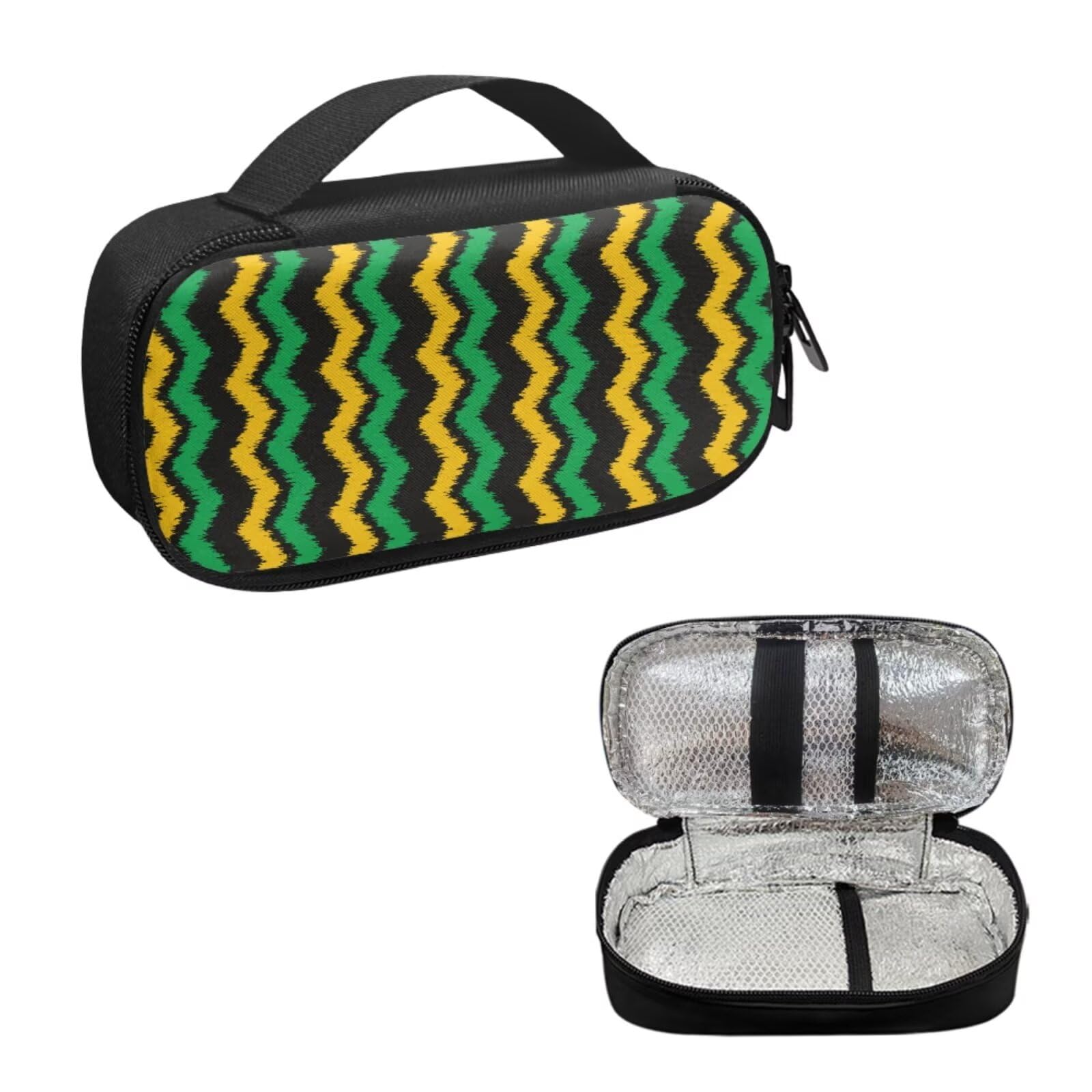 ZCFYGDX Small Insulin Cooler Travel Case,Diabetic Medication Insulated Cool Organizer with Built-in Mesh Pocket for Insulin Pen and Diabetic Supplies,Daily Life and Trip Work,Yellow Green Wave