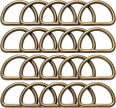BIKICOCO Metal D-Rings Buckle, 1-1/4 Inch Non-Welded for Webbing Sewing DIY - Bronze - Pack of 20