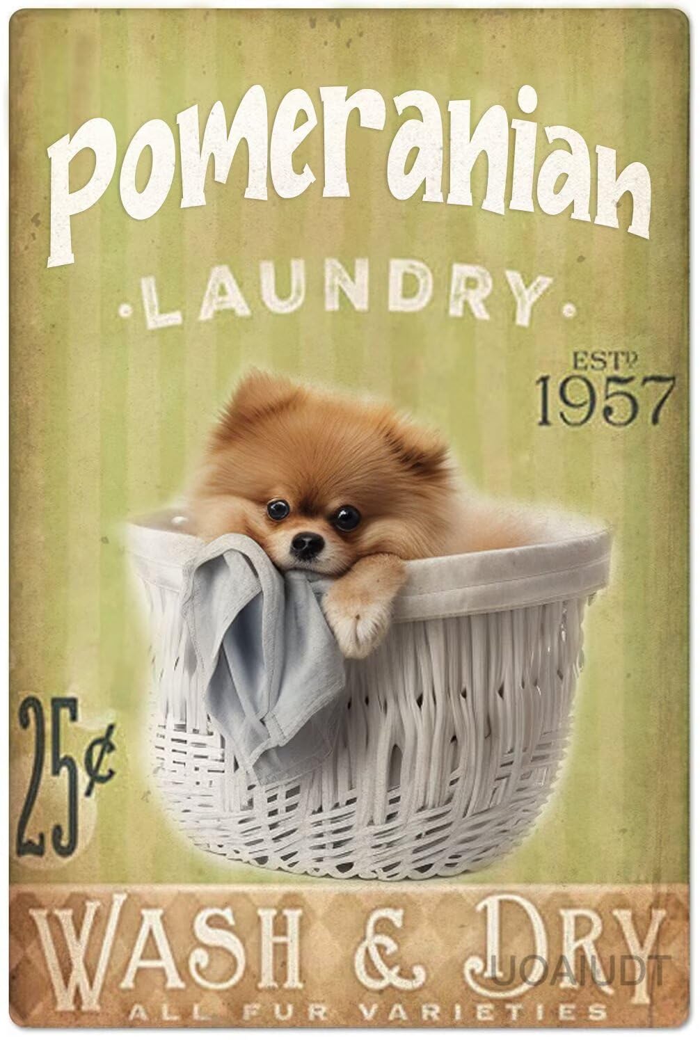 Anceky Laundry Sign Pomeranian Metal Sign Dog Laundry Metal Sign Pomeranian Tin Signs Dog Lovers Retro Plaque Pomeranian Dog Wall Decor For Home Kitchen Office Club Bar Gym 12x16 Inch