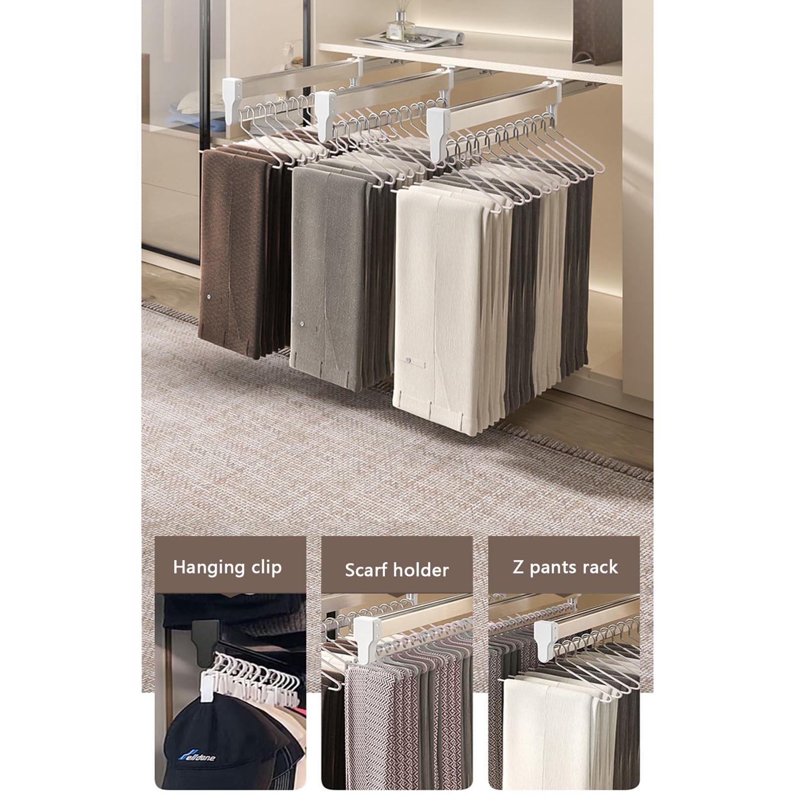 KSTORE Pendiabiti Estraibile Per Armadio Barra Appendiabiti Estraibile, Appendiabiti Estensibili Per Guardaroba Regolabile 30-80 Cm, Adatto A Tutti I Tipi Di Armadi Domestici,55cm