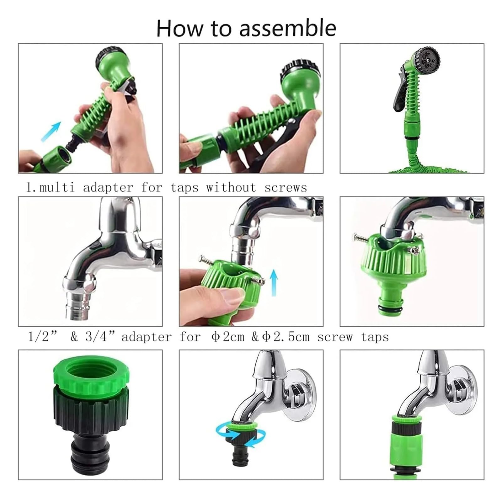 Manguera de jardín ligera extensible Manguera de riego de jardinería, riego telescópico, pulverizador multifuncional, pistola de agua de alta presión(Blauw,53m(175ft))