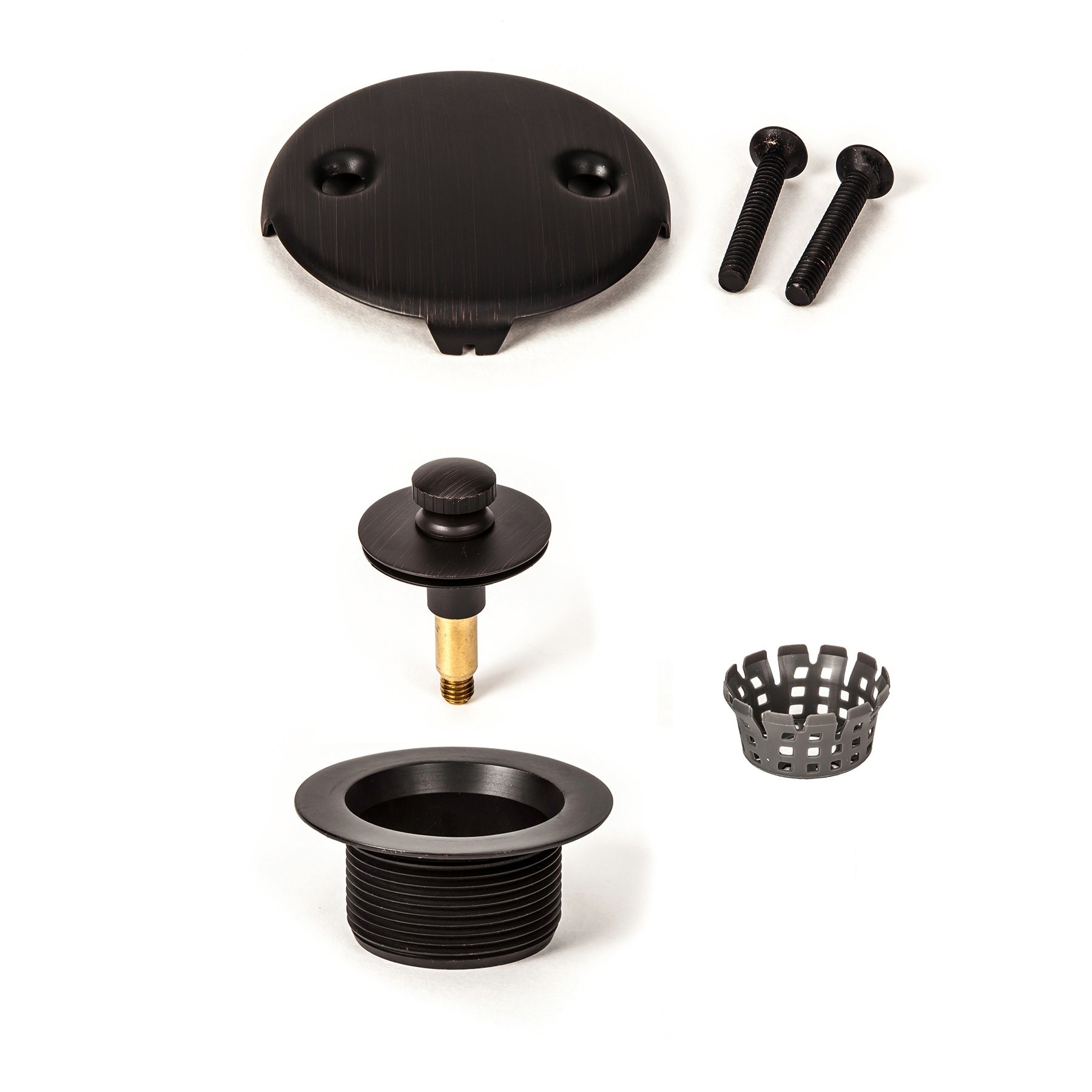 Lift Lock Bathtub Drain Assembly - Push/Pull Stopper - Chrome Finish - Includes Hair Catcher - PF WaterWorks