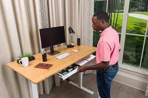 Miniatura 5 de Uprite Ergo Cajón de lápiz y lápiz de ajuste largo para debajo del escritorio, organizador delgado para escritorios de altura ajustable (blanco, 33