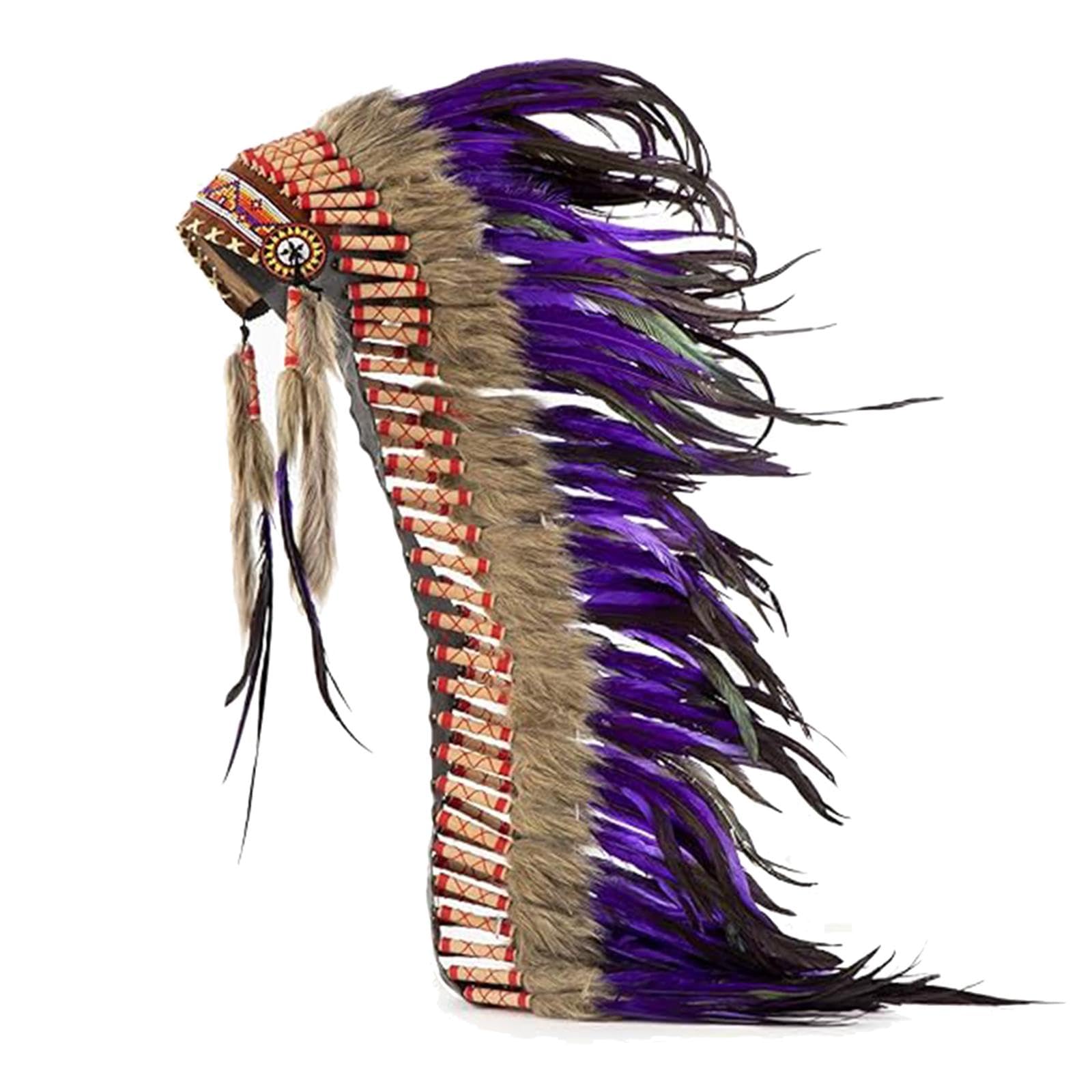 Indio Sombrero Plumas Artificiales Cinta Tela Tradicional Accesorio para Fiestas Temáticas Disfraces de Carnaval Shows de Danza Sesiones