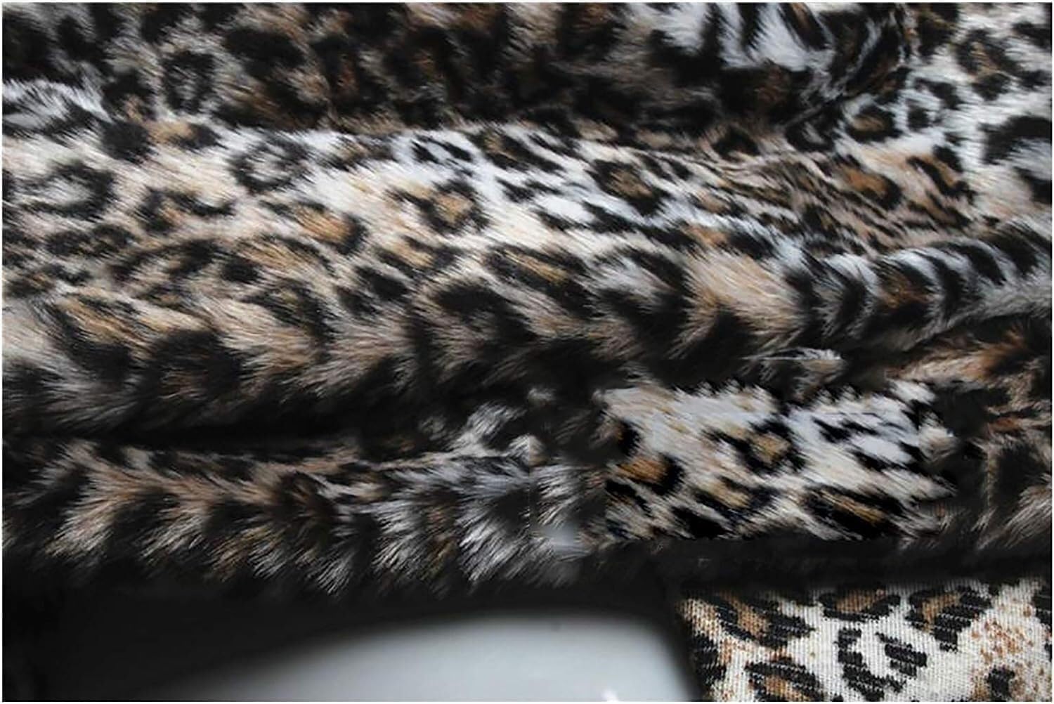 Materiał z długim włosiem ze sztucznego futra, Tkanina ze sztucznego futra Miękki pluszowy materiał(1 Leopard)