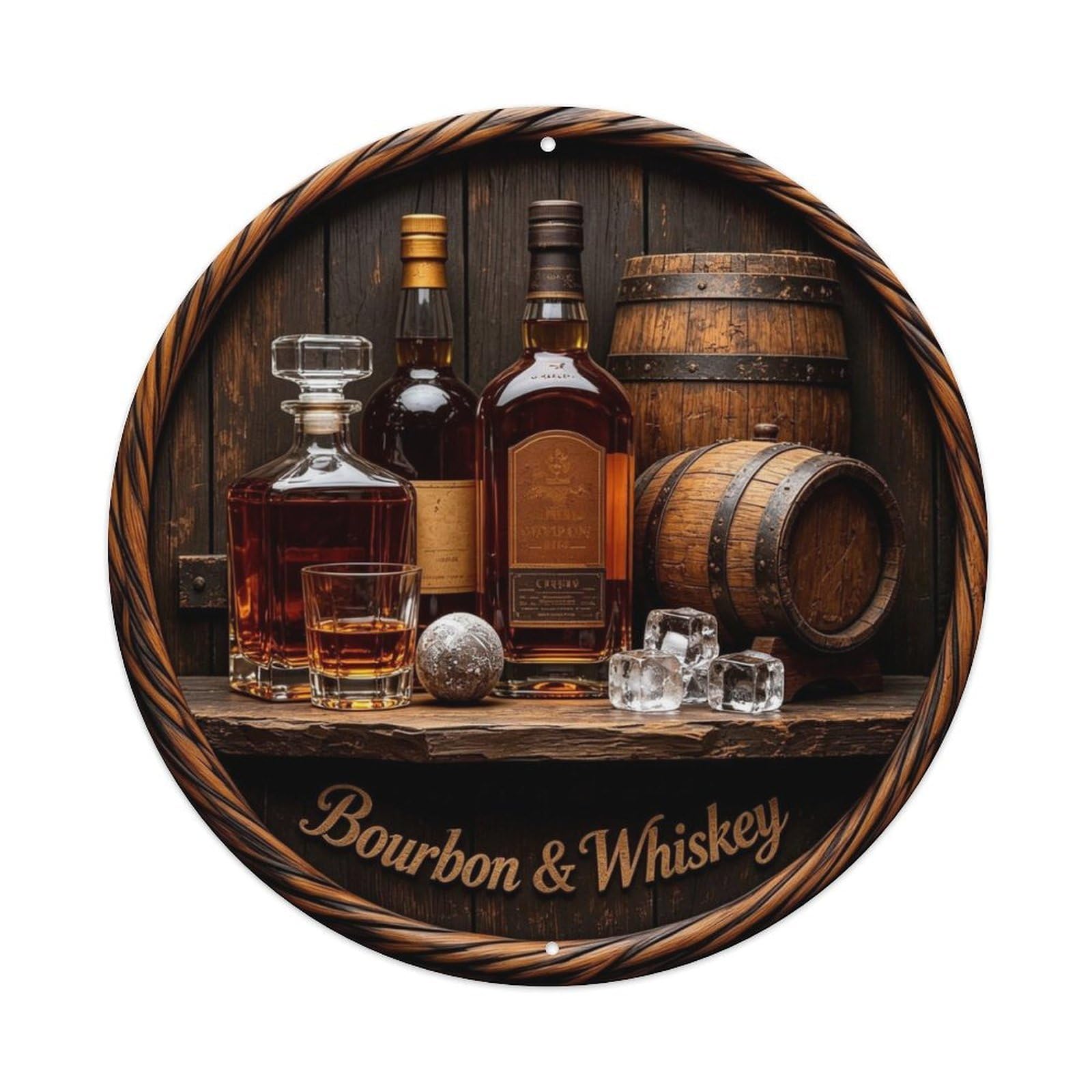 Bourbon & Whiskey Metal Tin Sign Plaque