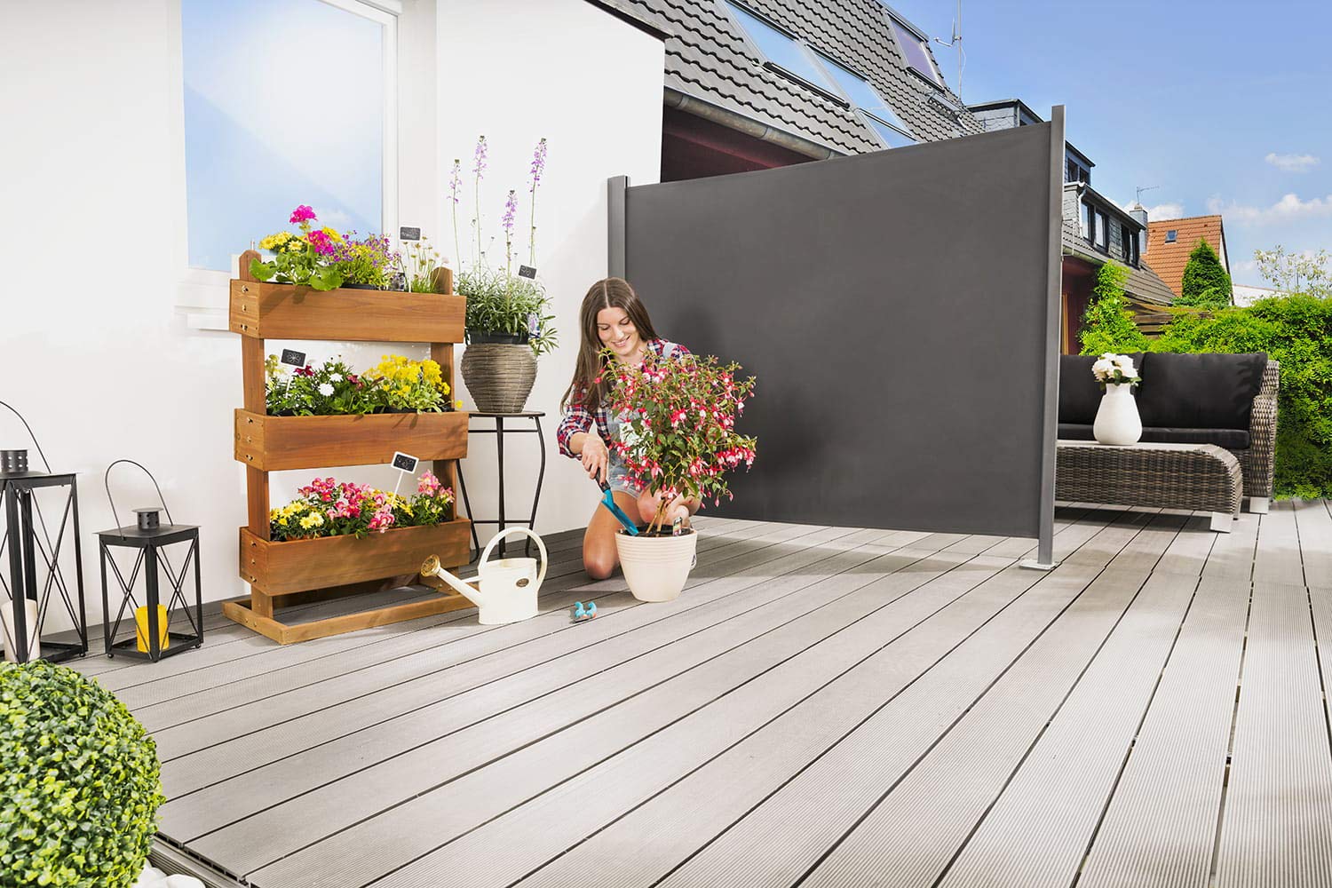 empasa Seitenmarkise 'Slim' Sichtschutz Sonnenschutz Windschutz, Farbe:anthrazit, Größe:160 x 300