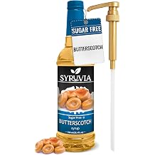 Syruvia Sugar Free Coffee Syrup, Butterscotch Flavored Syrup for Drinks, Lattes, and Desserts 25.4 fl oz - with Pump