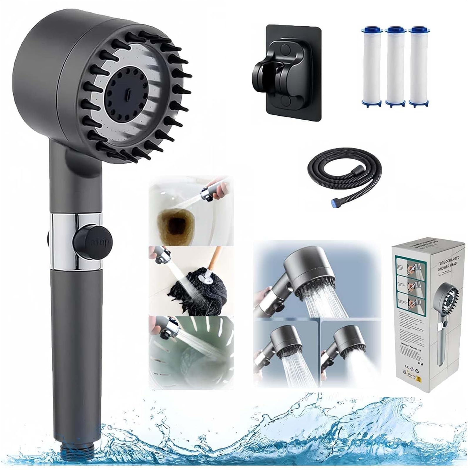 Drivse Iondrops German Multifunctional Massage Shower Head, Horow Shower Head, Skin Beauty Shower (2M)