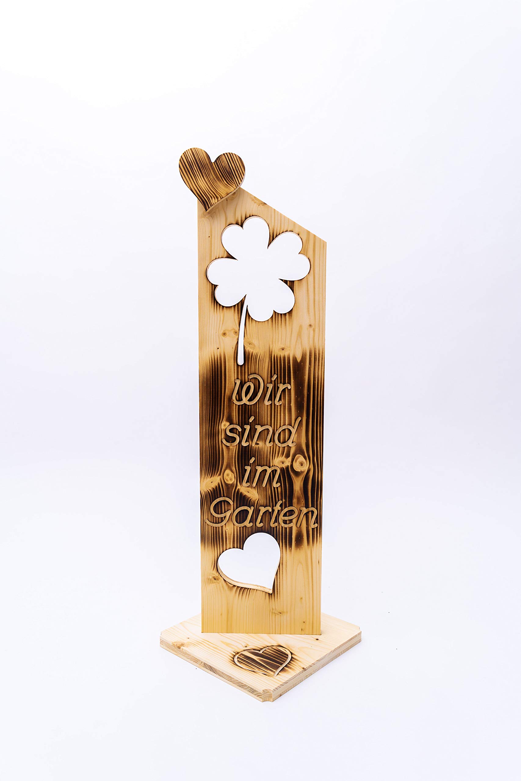 Deko Schild geflammt Herzlich Willkommen NR25 Wir sind im Garten Tür Stele Türschild