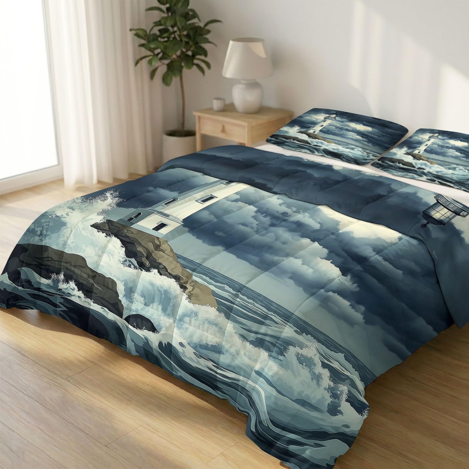 Édredon Lit 2 Personne style bord de mer pour une chambre vintage apaisante