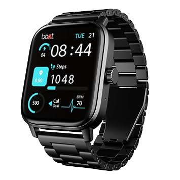 Boat Wave Call 3 Smartwatch 1.83” HD Display with Animated Watch Faces; BT Calling, Functional Crown, Multiple Sports Modes, IP68, HR, SpO2 Monitor, Smart Watches for Men & Women (Metallic Black)