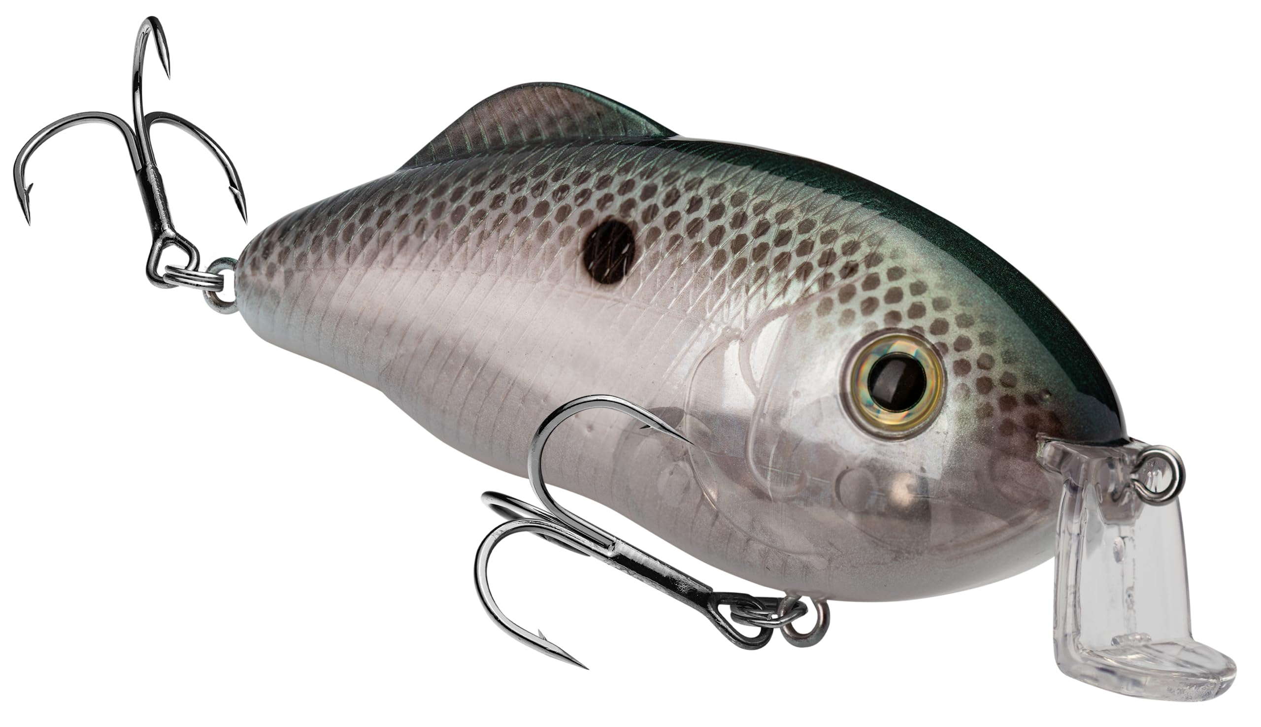 Strike King Hybrid Hunter Shallow Jr. Fishing Lure, Shallow Diving Crankbait, 90-Degree Bill, 3D Eyes, Loud Rattle, Dives 1 to 3-Feet,Size 4 & 6 Treble Hooks