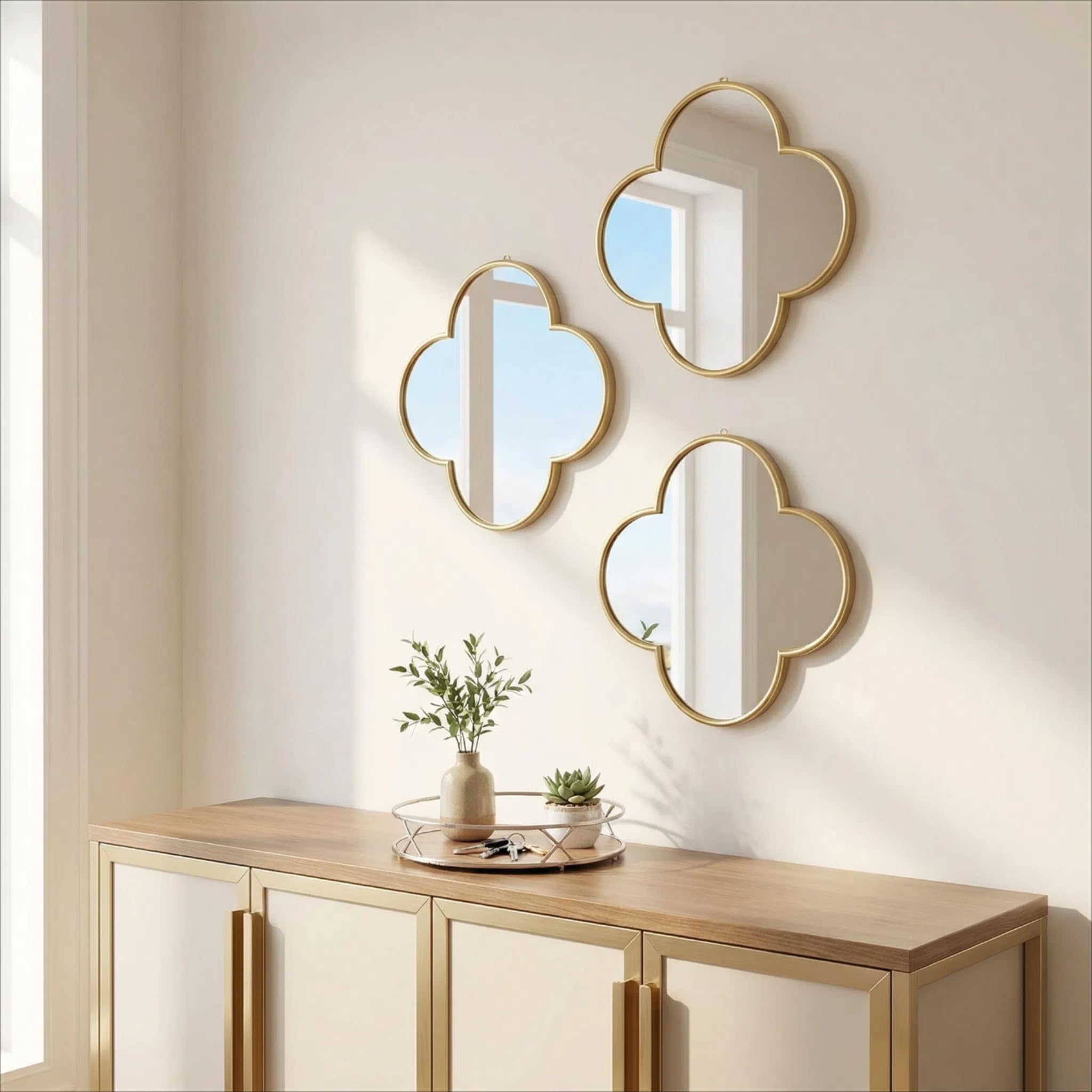 Amazon.com: DECANIT Decorative Wall Mirrors Set of 3,Gold Clover