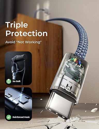 Miniatura 5 de Cable USB C de 60 W de carga rápida USBC a USBC Cable de 3.3 pies, paquete de 2 cables USB A a USB C, cambiador tipo C trenzado para iPad Pro, cable