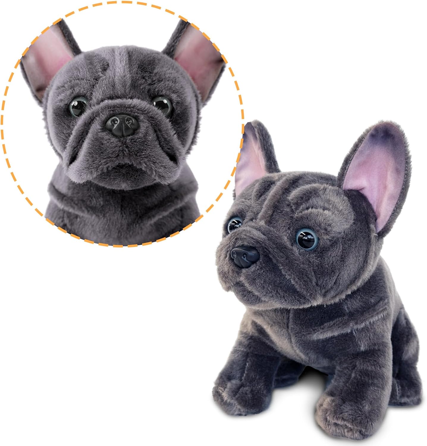 Bulldog Stuffed Animals Realistic Dog,9" Dog Stuffed Animals Soft Cuddly Gray Bulld og Stuffed D og Plush,Puppy Plush Toys for Kids Girls Boys Huggable & Washable - Image 4