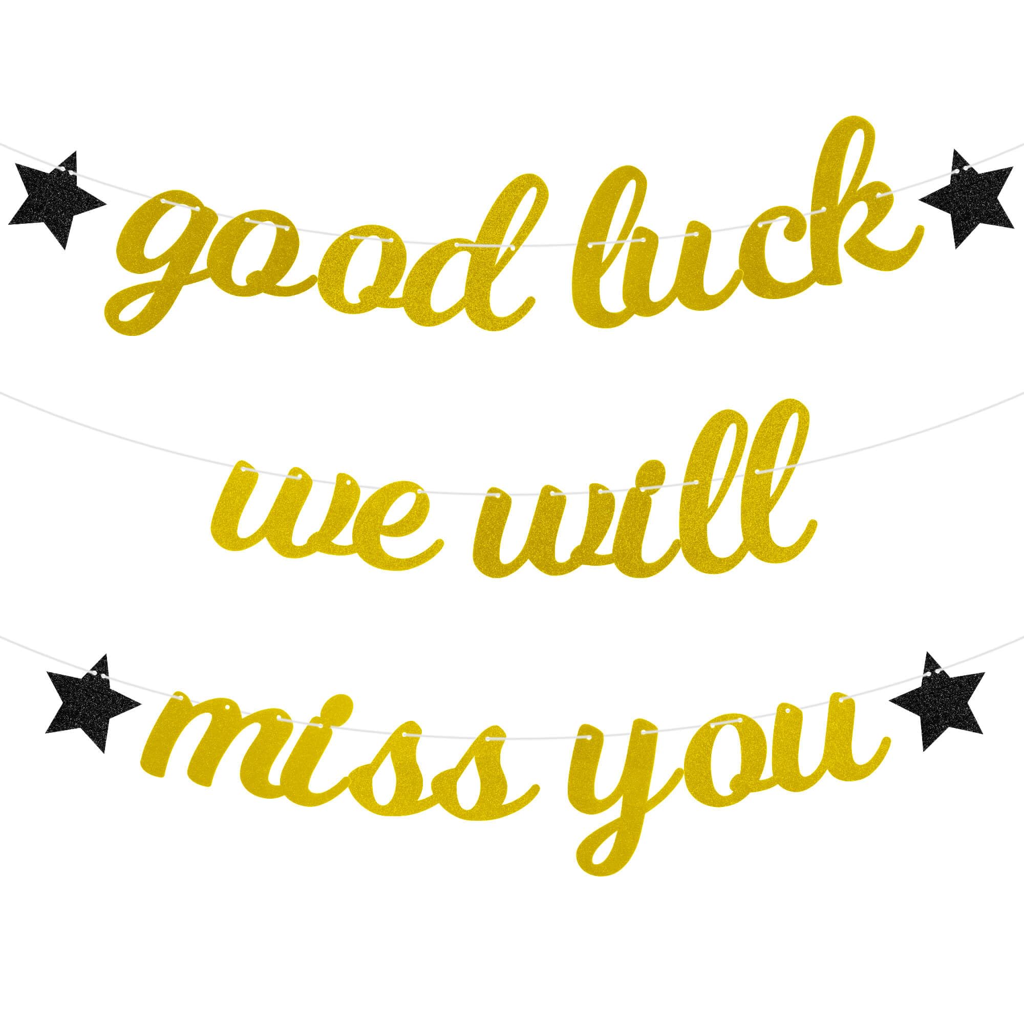 Pargleev Good Luck We Will Miss You Glitter Banner 2025 Graduation Congratulations Party Decorations Gold