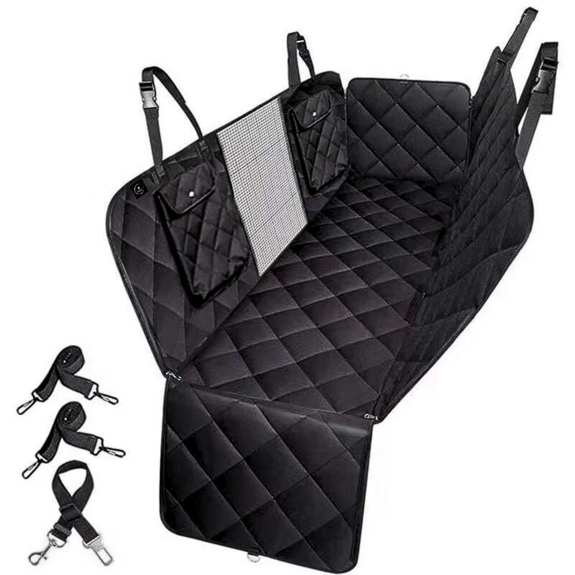 Pryze Dog Car Seat Cover for Back Seat with Mesh Window & Side Flaps | 100% Waterproof Dog Hammock for Cars Trucks & SUVs | 600D Heavy Duty Scratch Proof Nonslip | Easy Install & Machine Washable