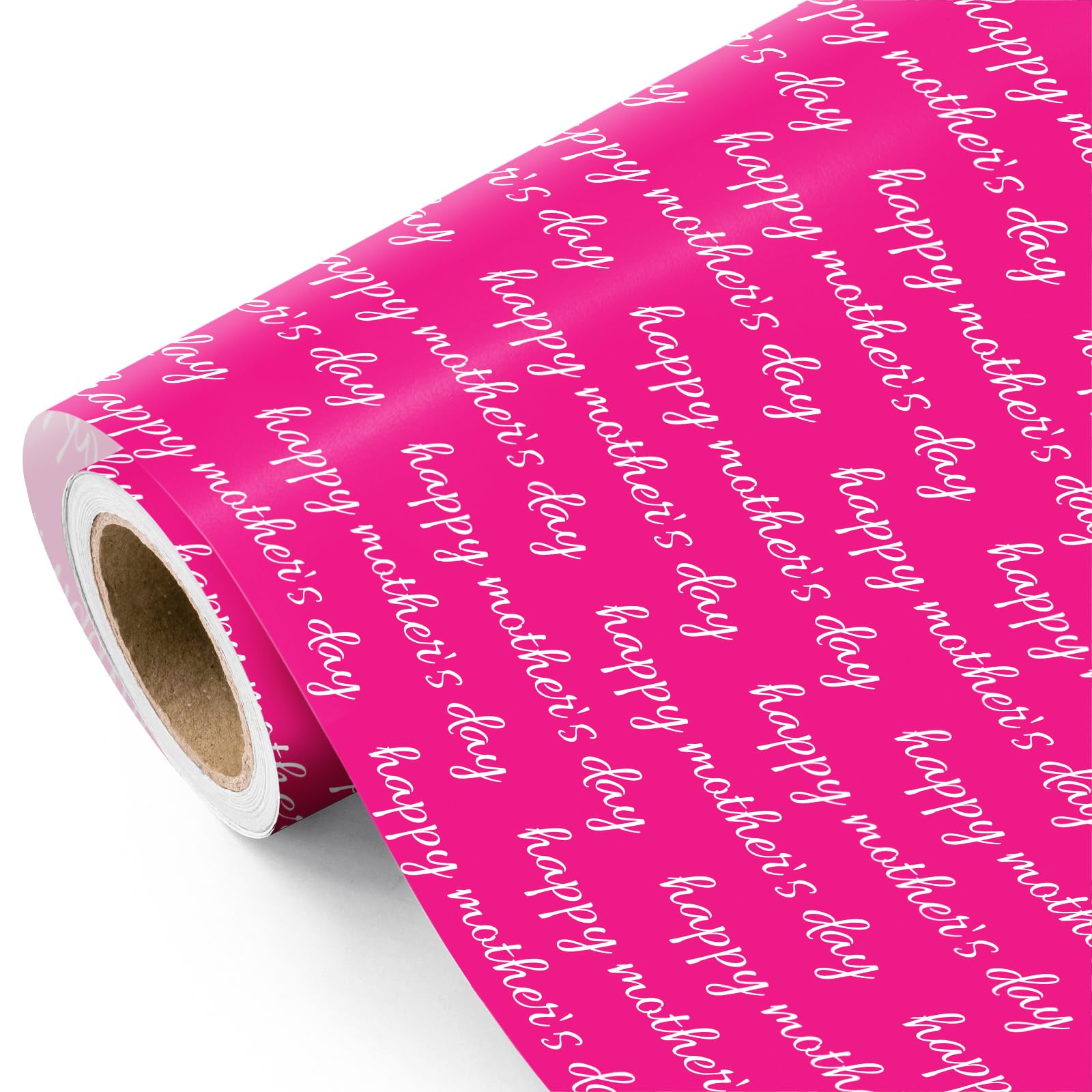 RUSPEPA Mothers Day Wrapping Paper Roll - Mini Roll - 43.2cm x 5m - Hot Pink Happy Mother’s Day Wrapping Paper for Mom, Mother’s Day, Mom Birthday, Thank You Gifts — image 1