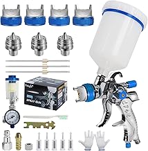 HVLP Professional Paint Gun Kit with 4 Nozzles - 1.4mm, 1.7mm, 2mm and 2.5mm, Professional Air Compressed Paint Gun with 600ml Plastic Cup, Blue