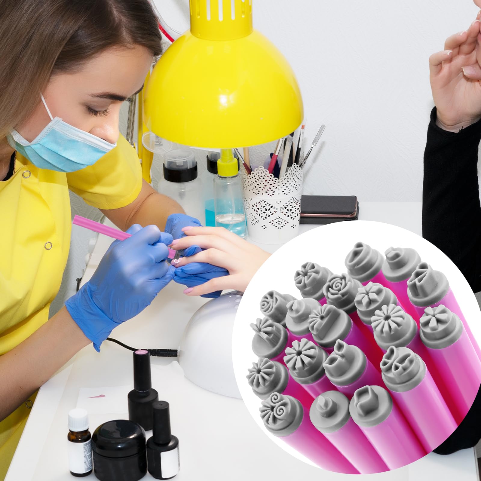 19pcs Stylos Tampons pour Ongles, Outils Tampons Ongles pour Femmes Divers Motifs Papillon Flocon Neige Fleur Stylo Tampon Ongles Outil Pointillage Ongles Accessoires Ongles Bricolage Maison