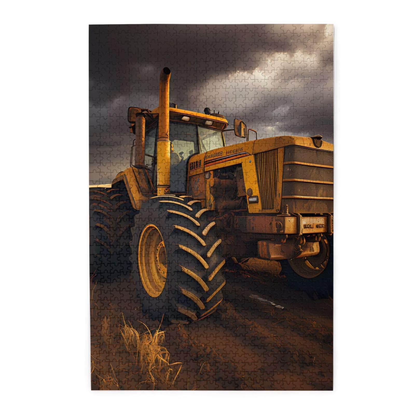 Rompecabezas de madera para adultos, diseño de tractor en el campo