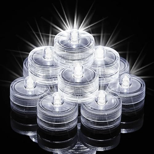 Homemory 12 piezas de luces LED mini sumergibles, velas pequeñas impermeables de más de 150 horas, luces EFX subacuáticas operadas por batería para