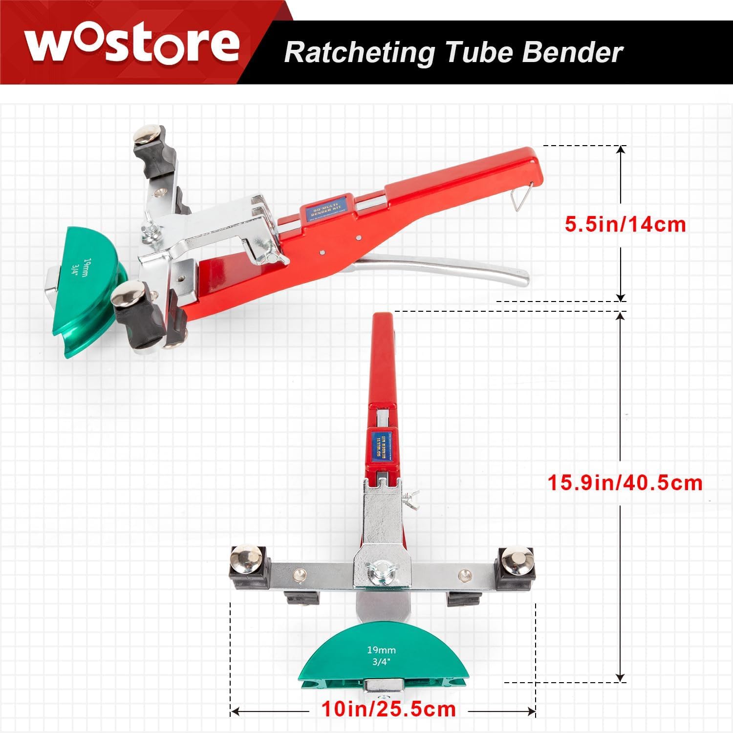 Wostore Rohrbieger Rohrbiegemaschine von Kupferrohre und Bremsleitungen manuell mit Rohrschneider Entgrater für Klimaanlage Biegezange Bremsleitung Biegewerkzeug 1/4"- 7/8" bis 90 Winkel
