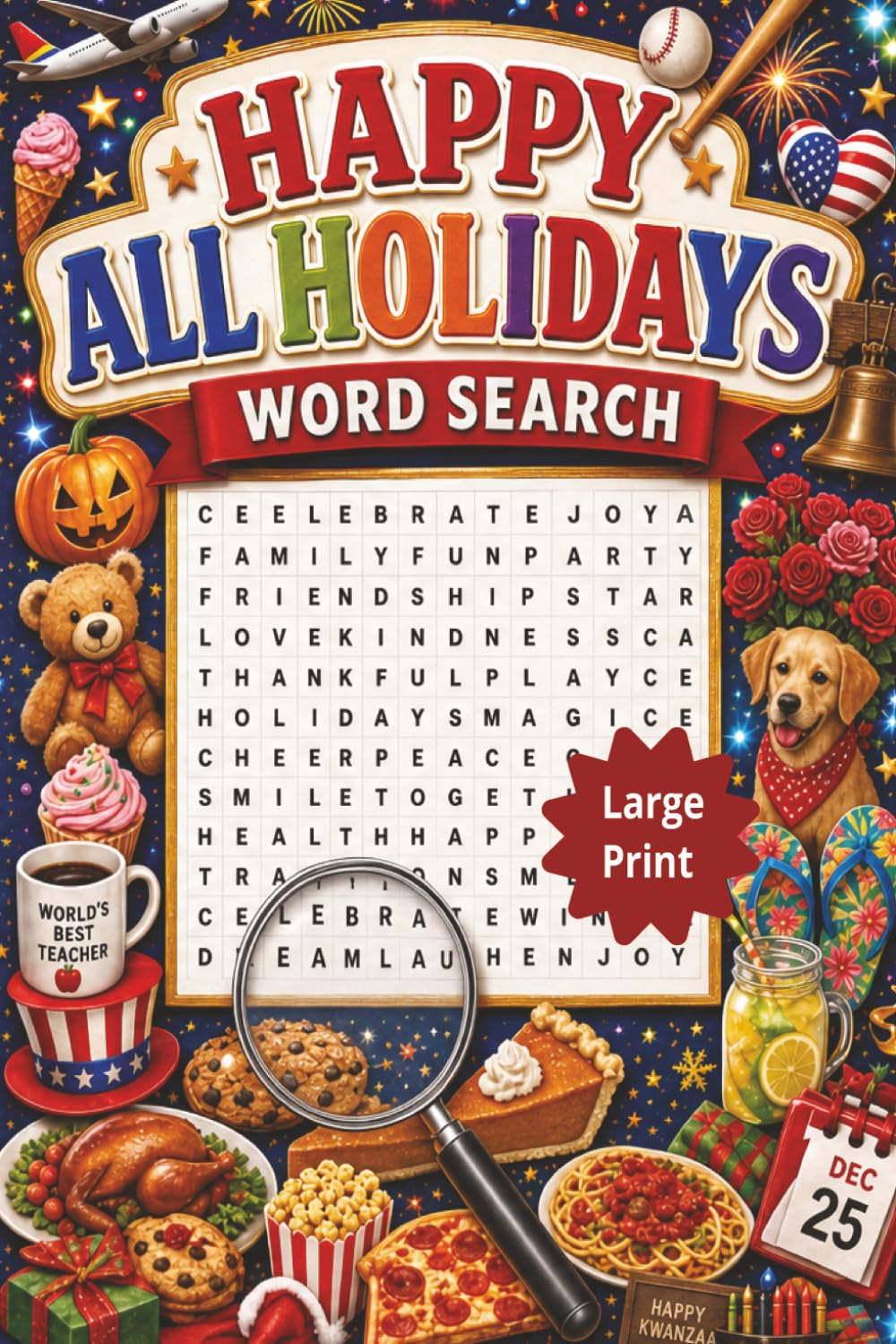 Happy All Holidays Word Search: Celebrate Every Season: A Relaxing Holiday & National Days Word Search Book with 100 Easy-to-Fun Puzzles for Adults, ... 1,500 Words of Year-Round Fun (Seasonal Fun)
