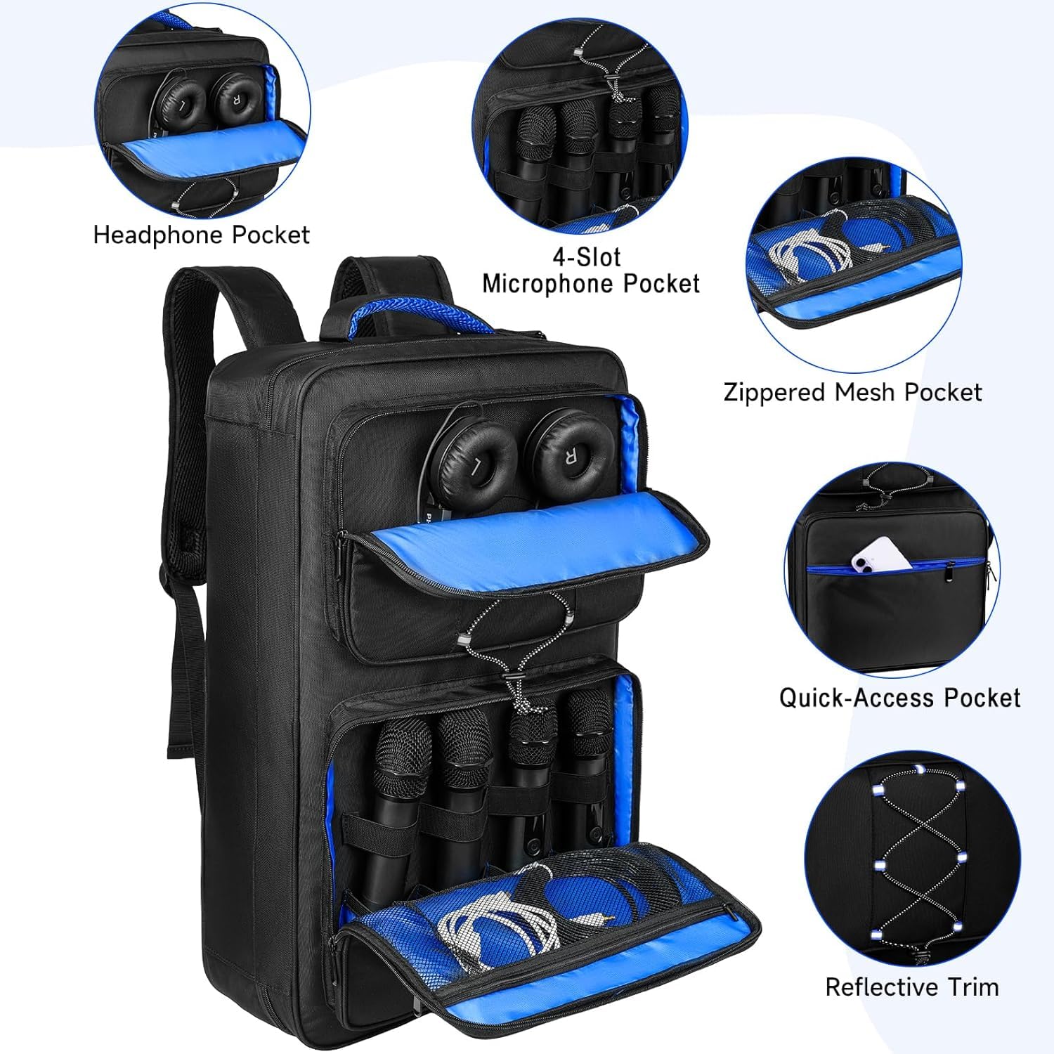 Funda universal para controlador de DJ, compatible con DDJ-FLX4/REV1/SB3/400, se adapta a portátiles de 16 pulgadas, bolsillos para micrófono y auriculares, resistente al agua, color negro