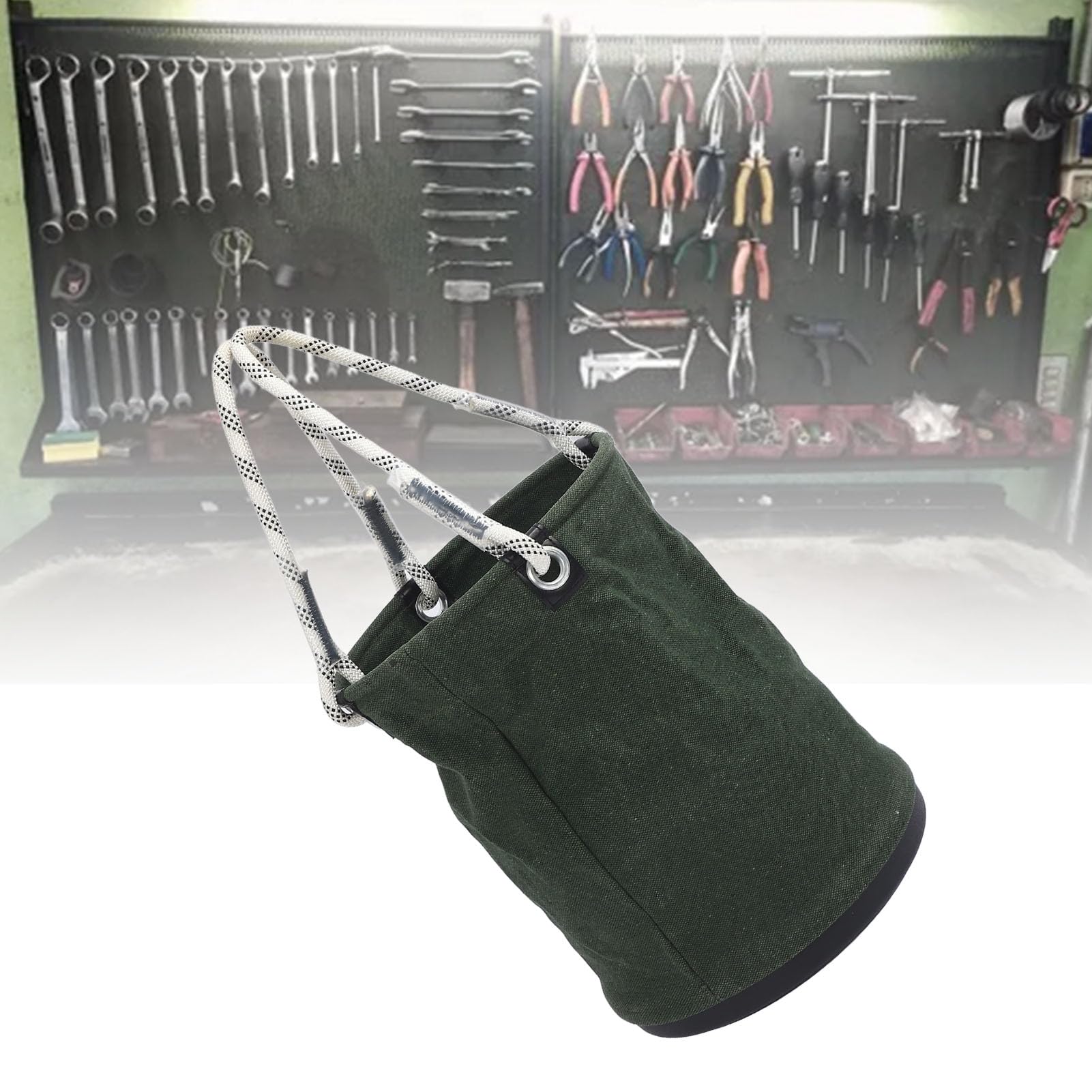 Organizzatore portatile con carico resistente per secchio in tela da 30 kg per la manutenzione (Verde)